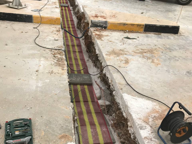 Installation of medium voltage cables for power augmentation in a hotel